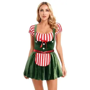 Women's Christmas Costume Christmas High Waist Christmas Costume, Contrasting Color Christmas Performance Costume, Nightclub Christmas Game Costume