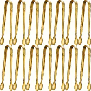 5pcs Golden Mini Serving Tongs - Elegant Stainless Steel Appetizer & Snack Servers for Weddings, Parties, and Charcuterie Trays, Tea Making Tools, Utensils