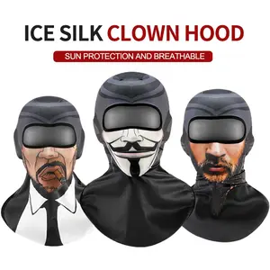1 pcs summer ice silk balaclava, breathable headgear, clown ghost skull mask, windproof and anti-UV sports mask, suitable for cy