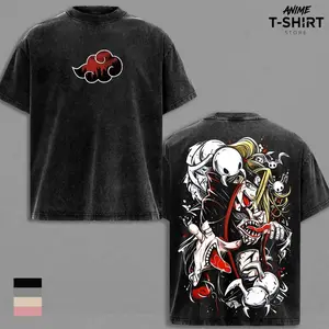 Deidara Akatsuki Naruto Shirt Vintage Washed Oversized Anime Graphic Tee Unisex Streetwear Explosion Art Ninja T Shirt Naruto Fan Gift Anime Tee TJX