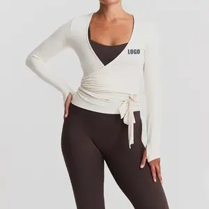 OEM Lightweight Soft Adjustable Wrap Top with Thumbholes for Women