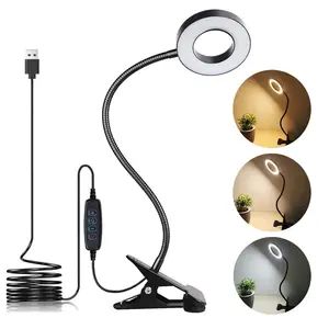 Desk Lamp Clip on Light, 48 LED USB Lamp with 3 Color Modes 10 Brightness Levels, 360° Flexible Gooseneck Eye Protection Bed Night Light for Reading, Makeup