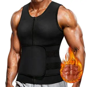 Sauna Suit for Men, Single Belt Waist Trainer Vest, Tummy Control  Compression Zipper Body Shaper with Adjustable Tank Top Neoprene Shapewear Tank