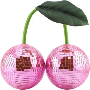Disco Ball Cherry Disco Mirror Ball Hanging Reflects Light for DJ Club Stage Bar Party Wedding Holiday Decoration Home Cherry Decor