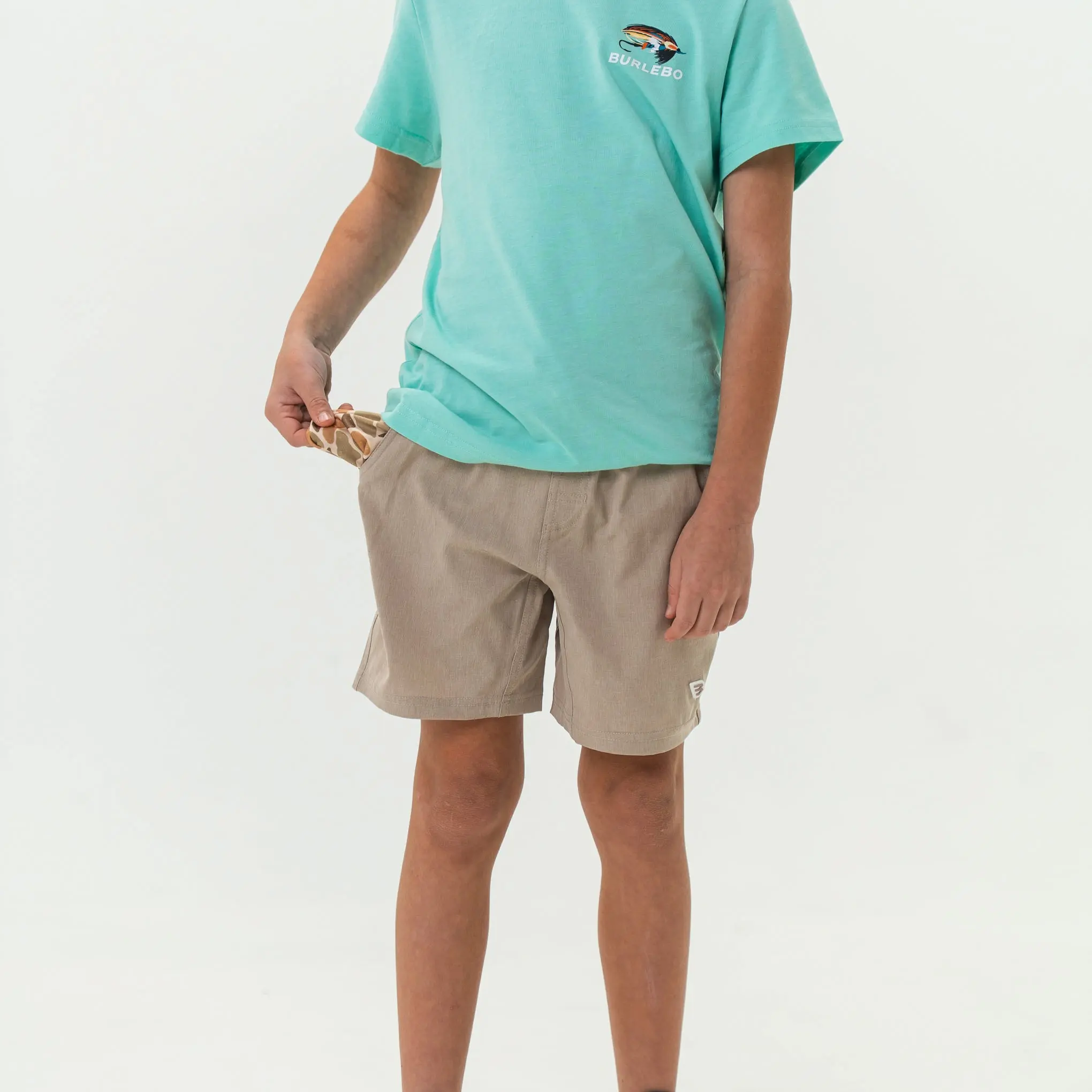 Burlebo Youth Athletic Shorts - Heather Khaki