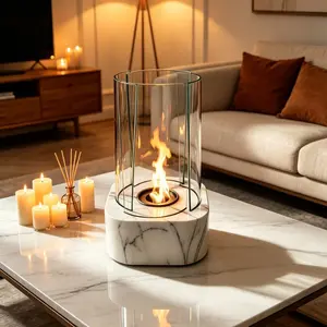 1pc Dragon Storm Flame Transparent Glass Fireplace, Portable Indoor Outdoor Heater, 60-90 Minutes Burn Time, Perfect Gift for Home Decor