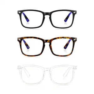 3Pack Retro Round Blue Light Blocking Glasses for Women Men, Anti Eye Strain, UV, Glare, Gaming, Computer Use (Black/Amber/White)