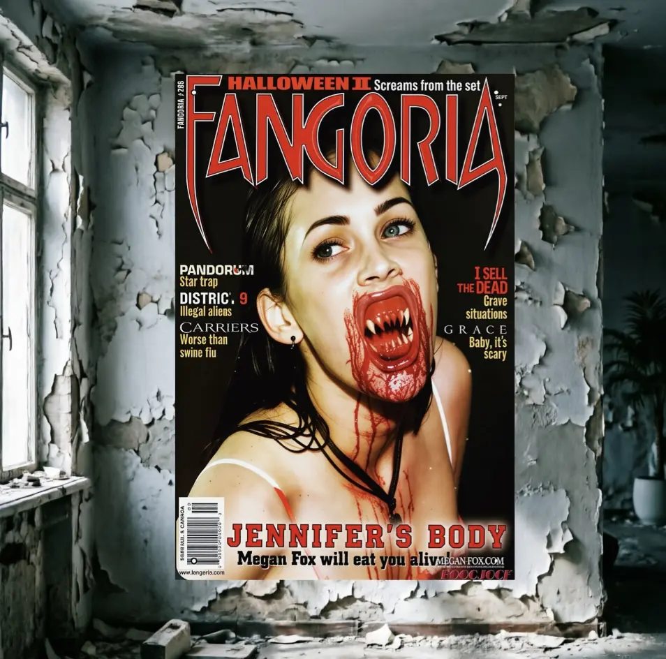 Viral Trending Fangoria Jennifer's Body Horror Magazine Cover Poster Wall Art Print Retro Vintage Y2K Aesthetic Edgy Cult Classic Home Decor Ready To Hang Cool Unique Gift for Horror Movie Lovers Bedroom Dorm Living Room Man Cave Teen Girl Room