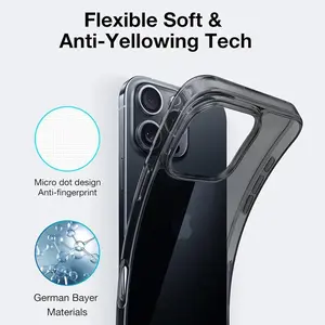 Transparent Black Silicone Case for Apple 16E 16 15 14 Plus 13 12 Pro Max Ultra Thin Military Grade Soft TPU Back Cover Fundas