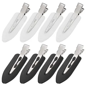 8Pcs No Bend No Crease Hair Clips - Styling Duck Bill Clips Alligator Hair Barrettes for Styling Sectioning Small Gifts for Women Girl Salon Hairstyle Hairdressing Bangs Waves, Black & White