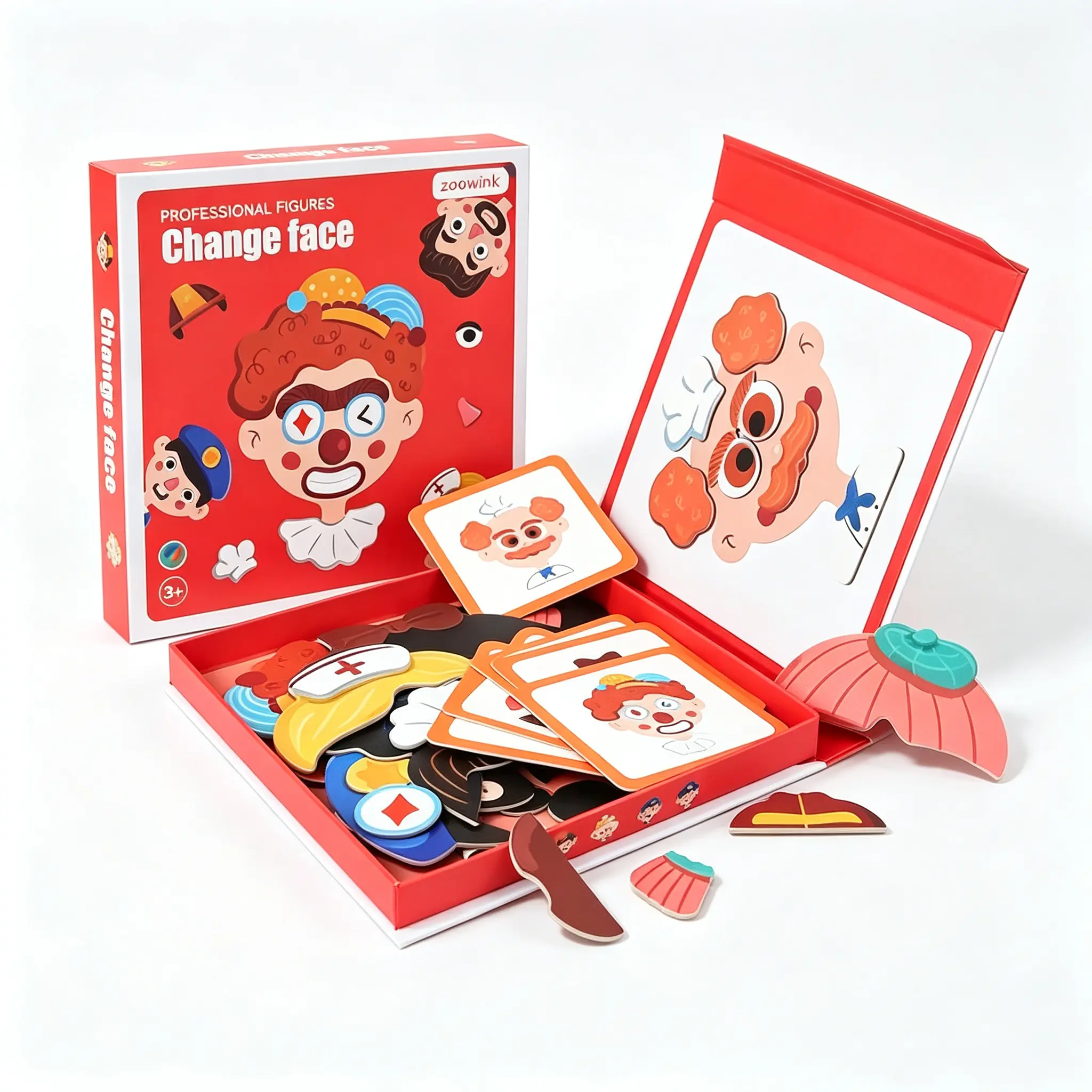 zoowink Children's Magnetic Square Jigsaw Puzzle - Facial Sticker & Character Profession Dress-Up Toy for Kids' Development, Learning, Memory Training, Hands-On Skills Building