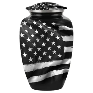 American Flag - Black & White - Adult Cremation Urn