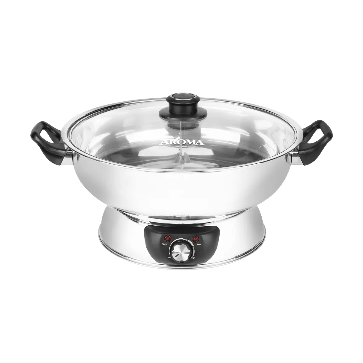 AROMA 5-Qt Stainless Steel Split Hot Pot ASP-610 - Yin Yang Dual Flavor Shabu Cooker