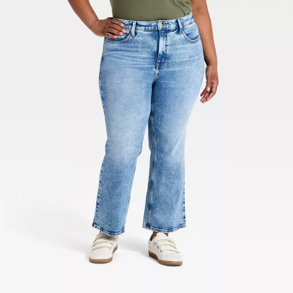 Women's High-Rise Kick Flare Cotton-Spandex Casual Bottom Garment Jeans - Ava & Viv, Comfortable