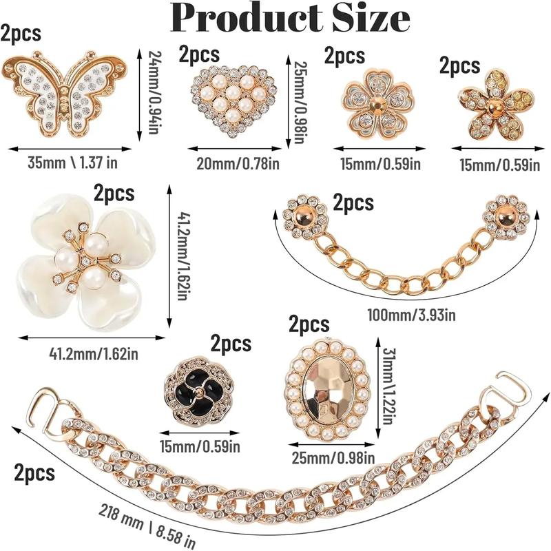 SOGLLQAM 18 Pcs Bling Shoe Charms – Butterfly & Flower Rhinestone Chains, Clog Shoe Decorations, Cute DIY Accessories for Parties & Birthdays