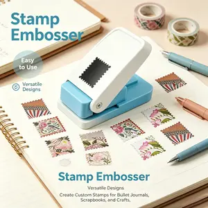Must-Have Rectangular Postage Stamp Punch with Scalloped Edge, Labor-Saving Lever Action Handheld Paper Punch, Easy to Use Tool with Clean Cuts for Beginners & Craft Lovers, Perfect for Scrapbooking, Journaling, Card Making and DIY Paper Crafts