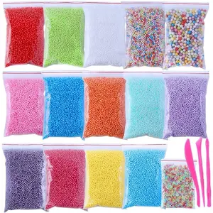Foam Balls for Crafts 16 Sets with Tools (120000 pcs) 0.08-0.32 inch Colorful Styrofoam Balls Beads for DIY Slime Decorative Arts