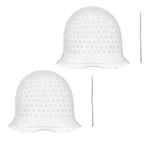 Reusable Silicone Hair Highlighting Cap with Hook, Hair Coloring Cap with Holes, Salon Hair Dye Tool Kit for Highlight & Bleach