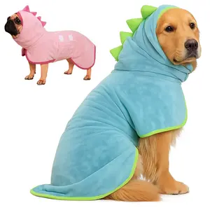 Dinosaur Costume Dog Dress, Plush Warm Pet Coat, Quick-Dry Bathrobe, Super Absorbent Towel, Suitable for Small to Large Dogs