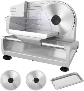 Meat Slicer, 200W Meat Slicer Machine for , DC  Quiet Deli Slicer with 2 Removable 7.5'' Stainless Steel , Adjustable Dial for 0-15mm, Electric  Slicer for Meat, Cheese, Bread