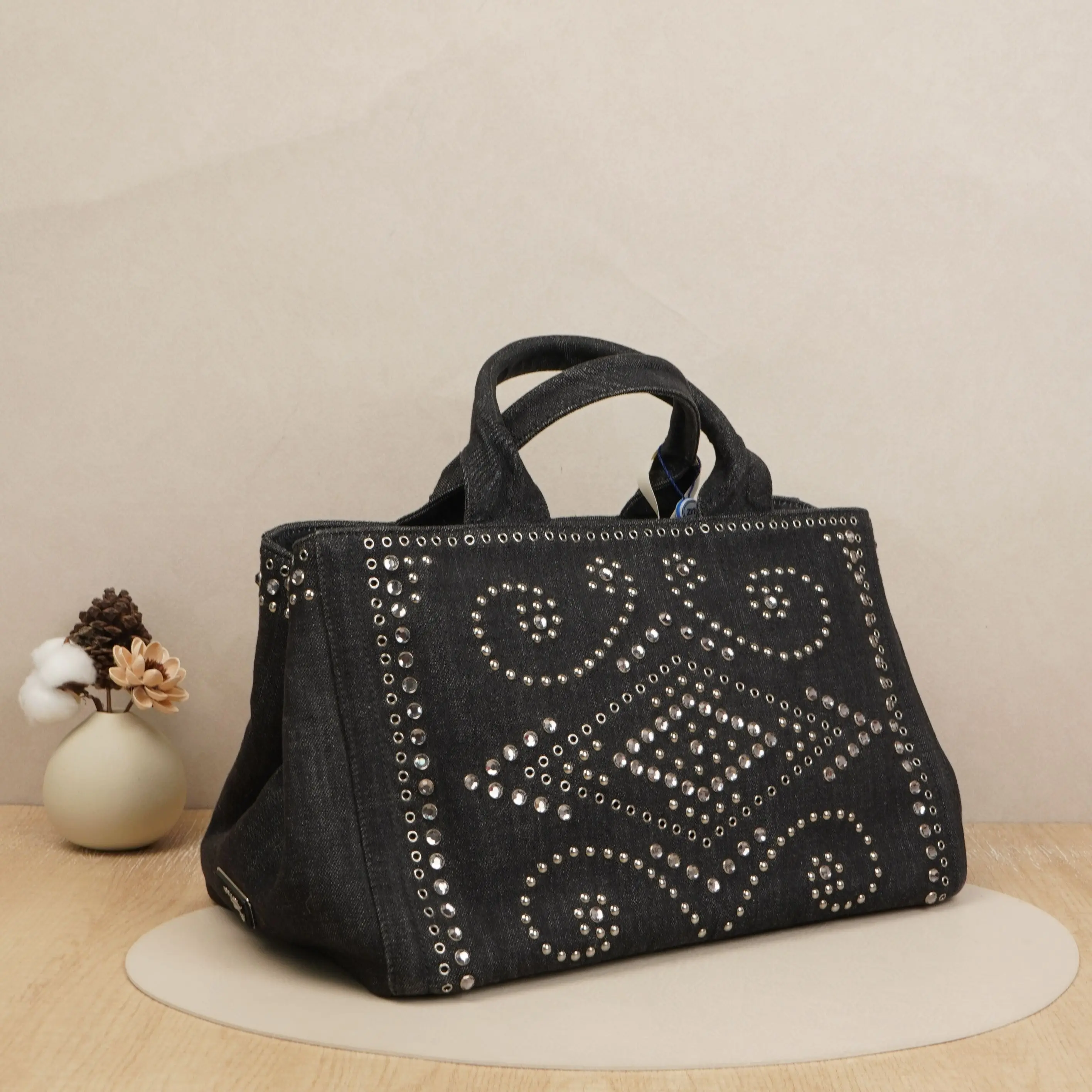 Pre-owned PRADA Denim Tote Bags 13.78" Tote Bag DS038176 Vluxury