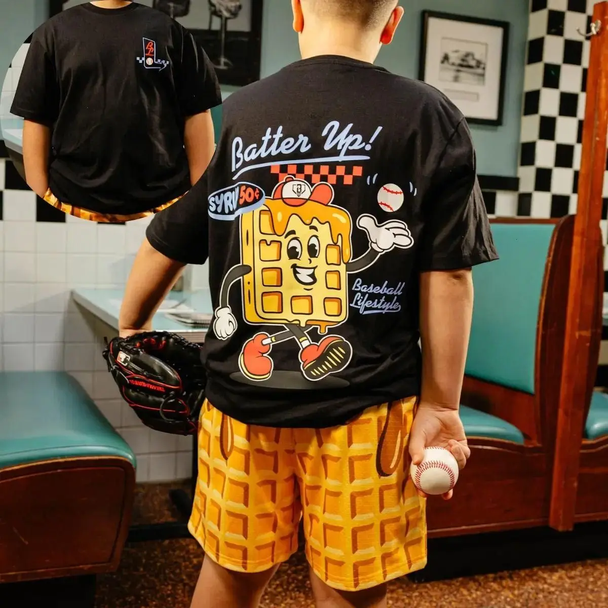 Youth & Adult Batter Up Baseball T-Shirt, Casual Wear for Son and Daughter, Baseball Drip Lover Graphic Tee, Soft Cotton, USA-Made & Printed Apparel	