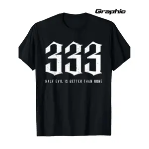 Satanic Gothic Black Metal TShirt Featuring 333 Pattern and Signature Design Perfect for Concerts Music Festivals and Everyday Wear