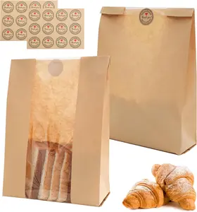 Sourdough Bread Bags, 13.8x8.3inch, 50-Pack Paper Loaf Bags With Windows for Homemade Bread, Birthday Parties, Weddings, Food Packaging and Storage bread baking supply Bakeware Kitchenware
