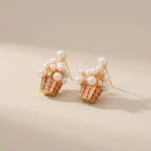 Trendy 3D Popcorn Earrings & Necklace Set | S925 Silver & Colorful Zircon