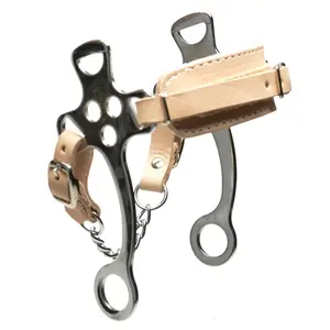 212 MAIN Chrome-Plated Hackamore Bit with Braided Strap - Equestrian Supplies for Leisure & Outdoor Sports Equipment