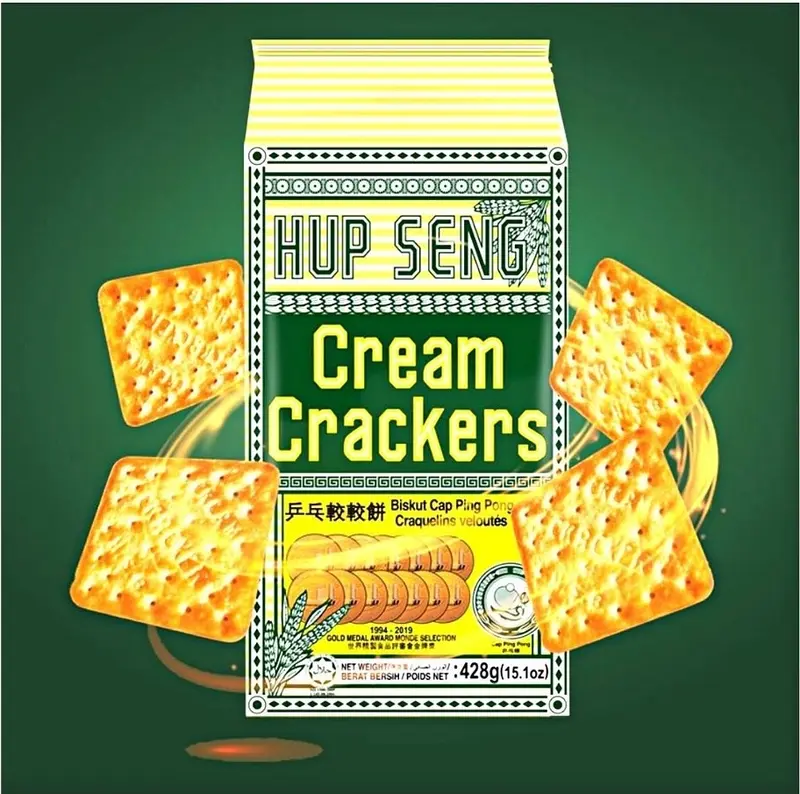 Hup Seng Cream Crackers, 428g (15.1oz), Light  and Crispy Snack, Halal