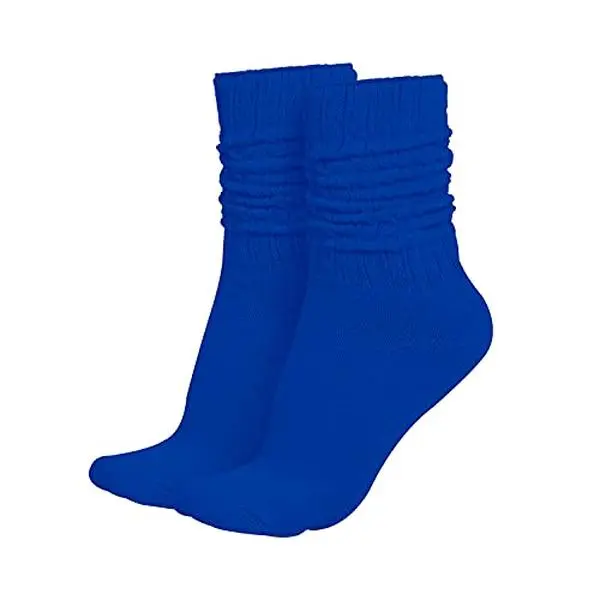 GERVRA Lightweight Slouch Socks for Women & Men – Soft Cotton Blend, Retro 80s Style, One Size (9–11), Made in USA, 1 Pair (US, Numeric, 9, 11, Regular, Regular, Royal Blue)