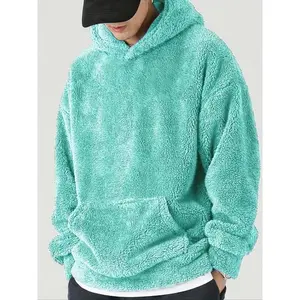 Men's Winter Fleece Jacket, Warm Fashion Lamb Wool Sweatshirt Jacket, Fall & Winter Casual Zipper Design, Colorblock Pattern