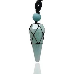 Crystal Jewelry: Elegant and Stylish Men's and Women's Necklace with Crystal Stone Holder Pendulum (Black Macrame)