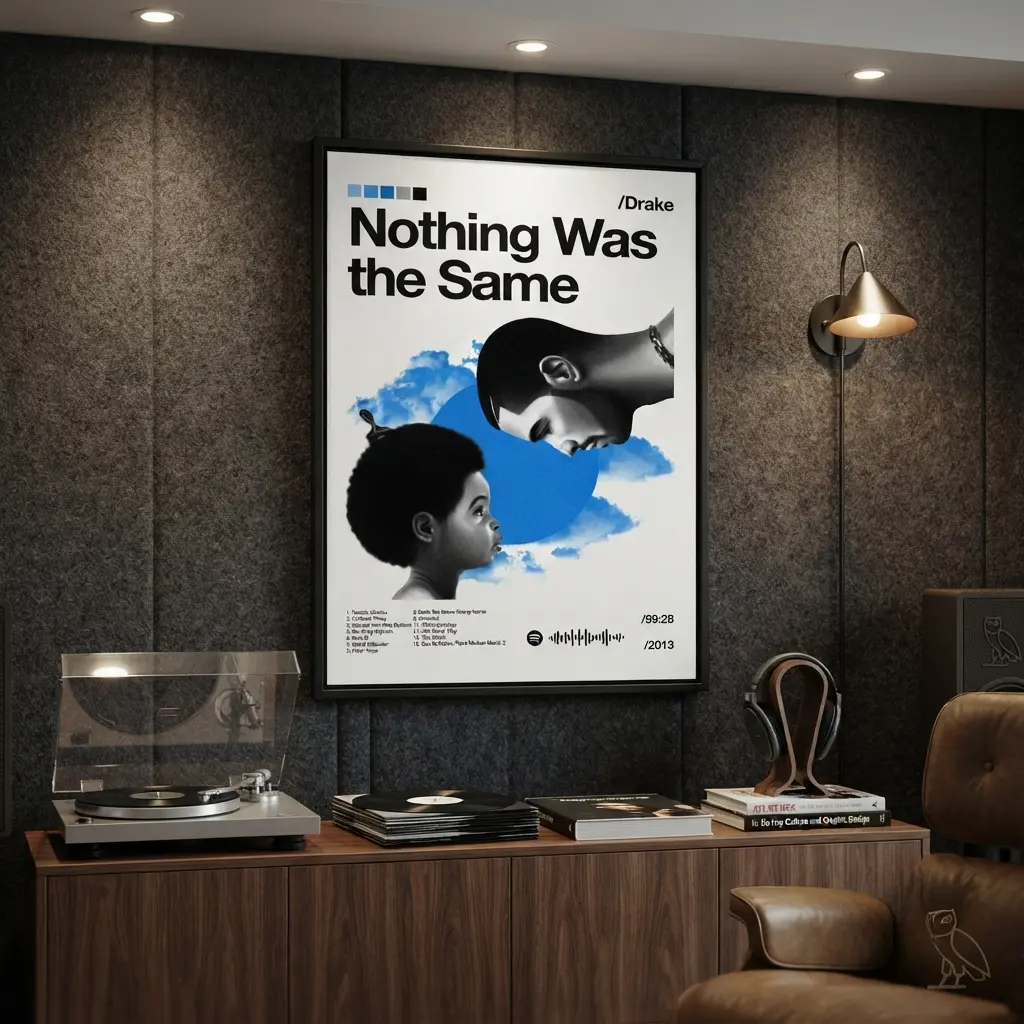 Drake Nothing Was the Same Poster, Album Cover Wall Art, Hip Hop Rap R&B Music Print, Blue Sky Aesthetic Bedroom Dorm Studio Man Cave Decor, Gift for Drake Fans, Unframed,Framed