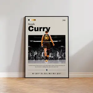 Steph Curry 30 Basketball Poster, Sports Poster, Mid Century Modern, Basketball Poster, Sports Bedroom Posters
