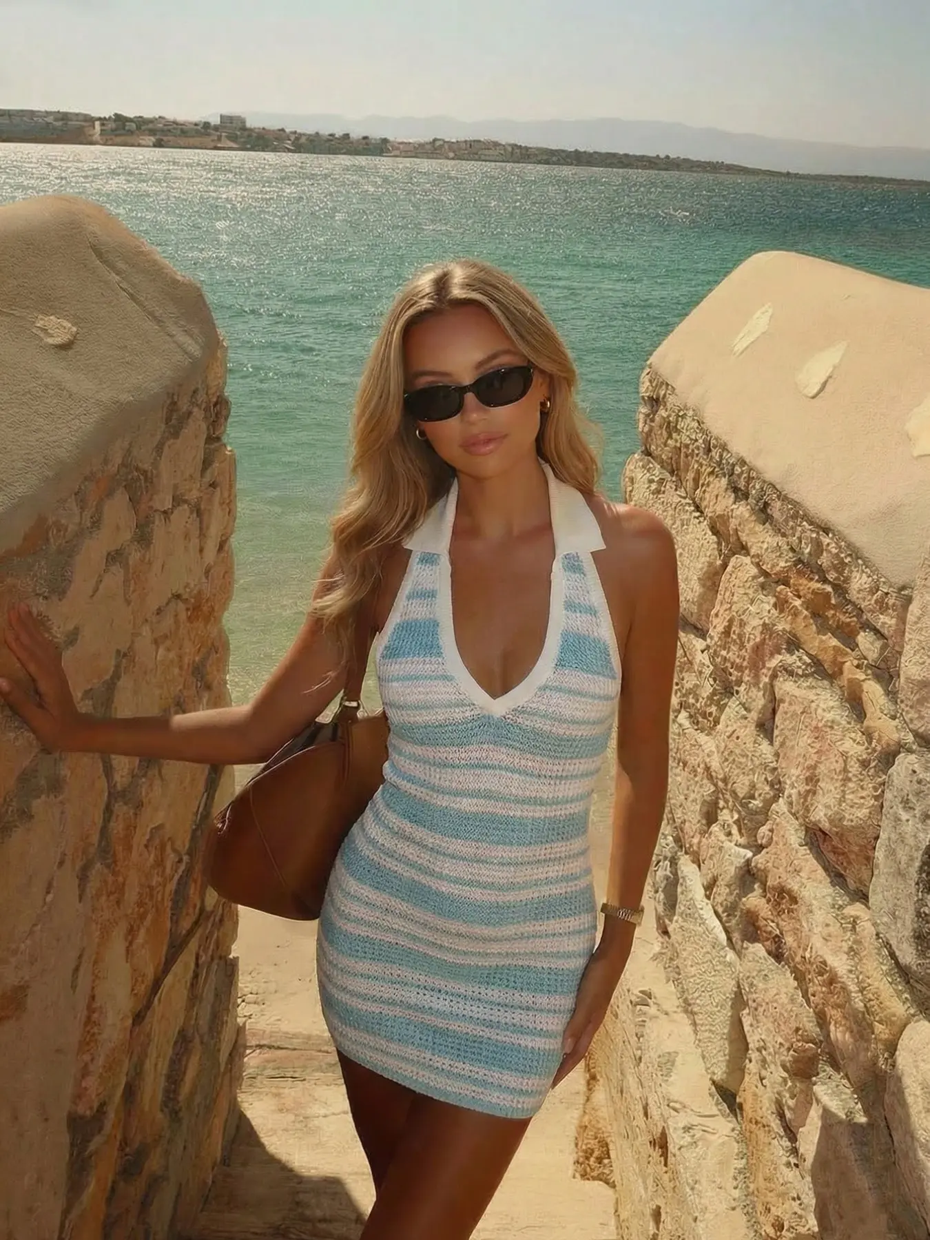 beach striped dress Breezy Jersey Linen Beach Dress main image 1