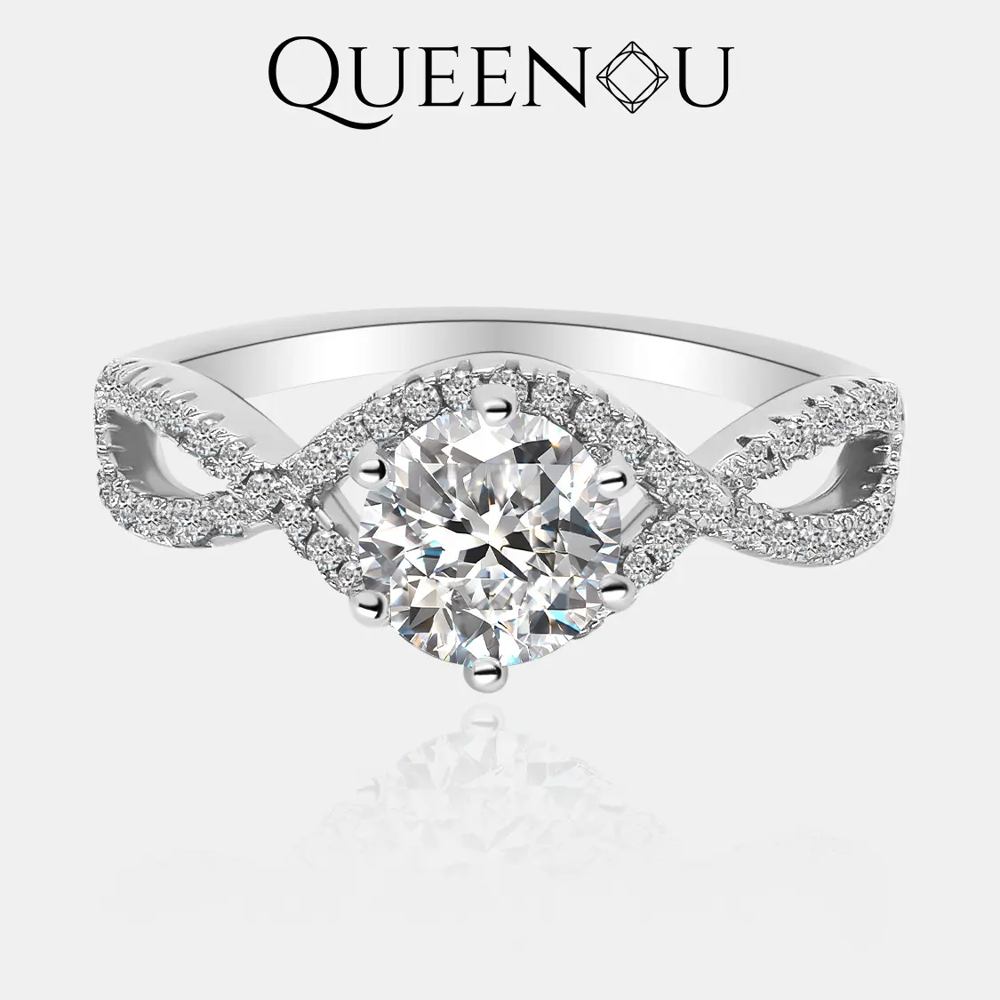 【841】1 Carat Synthetic Moissanite Infinity Radiance Ring