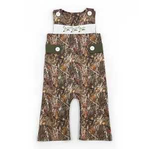 Brown camo Duck pattern Print Girls Overall Pants