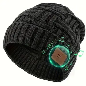 Wireless Headphone Music Hat, Smart Cap Gift for Men Women, Winter Earbuds Mic Speaker Hands-Free Call Outdoor Use Wireless Bt Headset