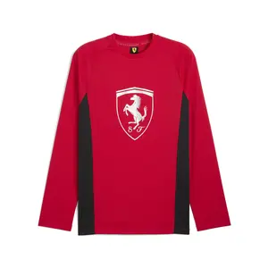 PUMA Mens Scuderia Ferrari Graphic Crew Neck Long Sleeve Shirt Casual Tops Casual - Red