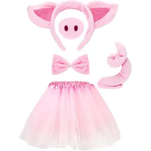P-GCS022    Pig Costume Set Pig Tutu Skirt Animal Fancy Costume Kit Accessories for Kids Halloween Dress up Cosplay Party