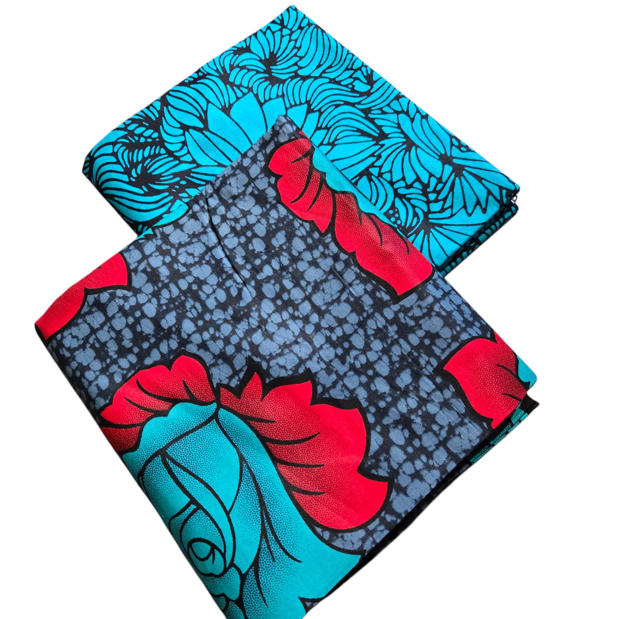 Teal and Gray Mix and Match African Print Fabric, Ankara Fabric, 100% Cotton Fabric, Wax Print Fabric, Gray Fabric