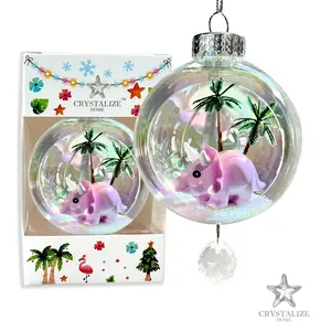 Dinosaur Purple Plastic Ornament with Magnetic Crystal 3"x7"