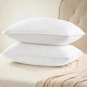 Ultra Soft Hotel Collection Luxury Bed Pillows -  Cotton Cover  Size Set of 2 Down Alternative Pillow Bedding Fluffy Pillow for ,  or Side Sleepers