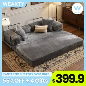 Weaxty W Multi-Functional Convertiable Floor Sofa Bed LOVE SEAT- Indoor Futon with Premium Sponge Padding & Corduroy Fabric for Living Room Comfort Compression Sofa Couch Modular Sofa