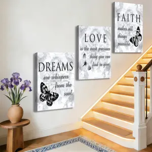 3-Pack Wood Frame Canvas Posters, Luxury Marble Texture, Modern Artistic Wall Art, Wooden Wall Art, Modern Home Decoration, Waterproof, Ideal for Living Room, Bedroom, Office, Hallway