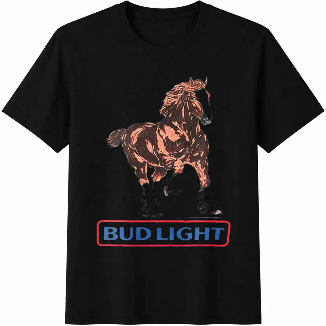 Vintage Bud Light Cotton Short-Sleeve Tee, Matching Gym Fashion Top, Casual Breathable Sports & Outdoor Clothing