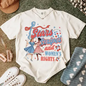 4th of July Feminist Stars Stripes And Women's Rights Shirt, Retro Fourth Of July Shirt, Funny Feminist Graphic Tee, Girl Power USA Shirt