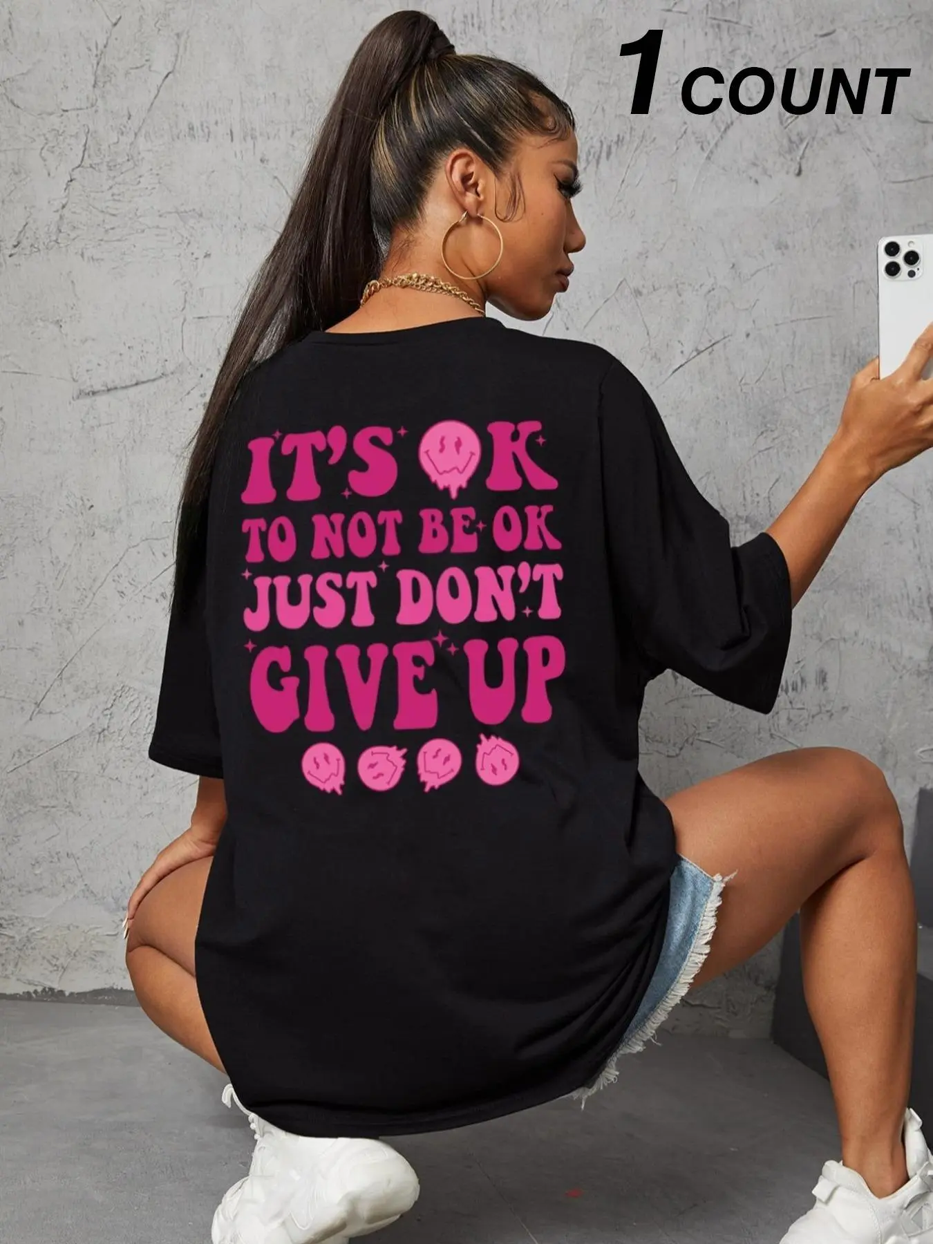 Women's Plain / Letter & Slogan Print Tee, Fashion Casual Streetwear Knit Crew Neck T-shirt for Daily Holiday Vacation Outdoor Wear, Ladies Clothes for All Seasons Top
